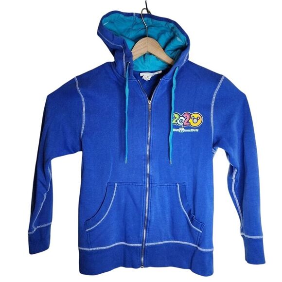 Walt Disney World Hoodie Women's Medium Full‎ Zip Sweatshirt 2020 Blue - Picture 2 of 7
